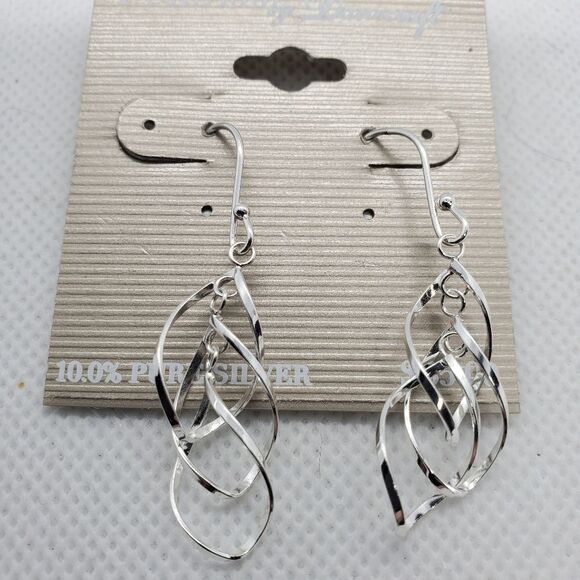 NWT Pure 100 by Danecraft Silver Dangling Earrings - Picture 3 of 3